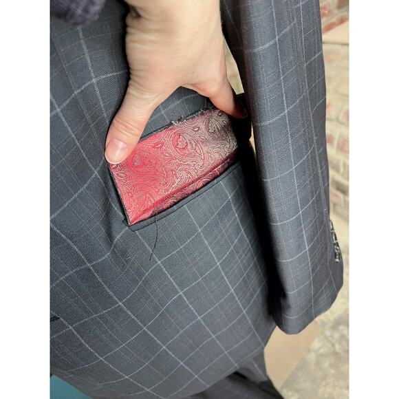 Angelo di Franco suit plaid charcoal white - Picture 11 of 16